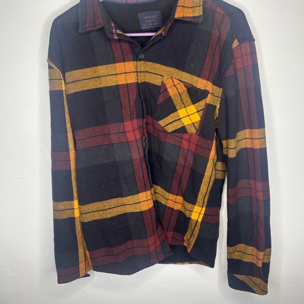 Plaid Men's Shirt in Black, Red, and Yellow